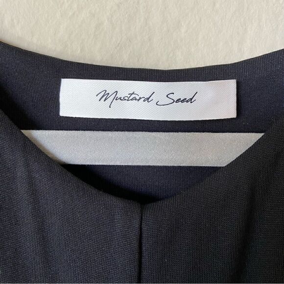 Mustard Seed Twist Midi Black Dress Front Waist Bodycon Size XS - Picture 5 of 5